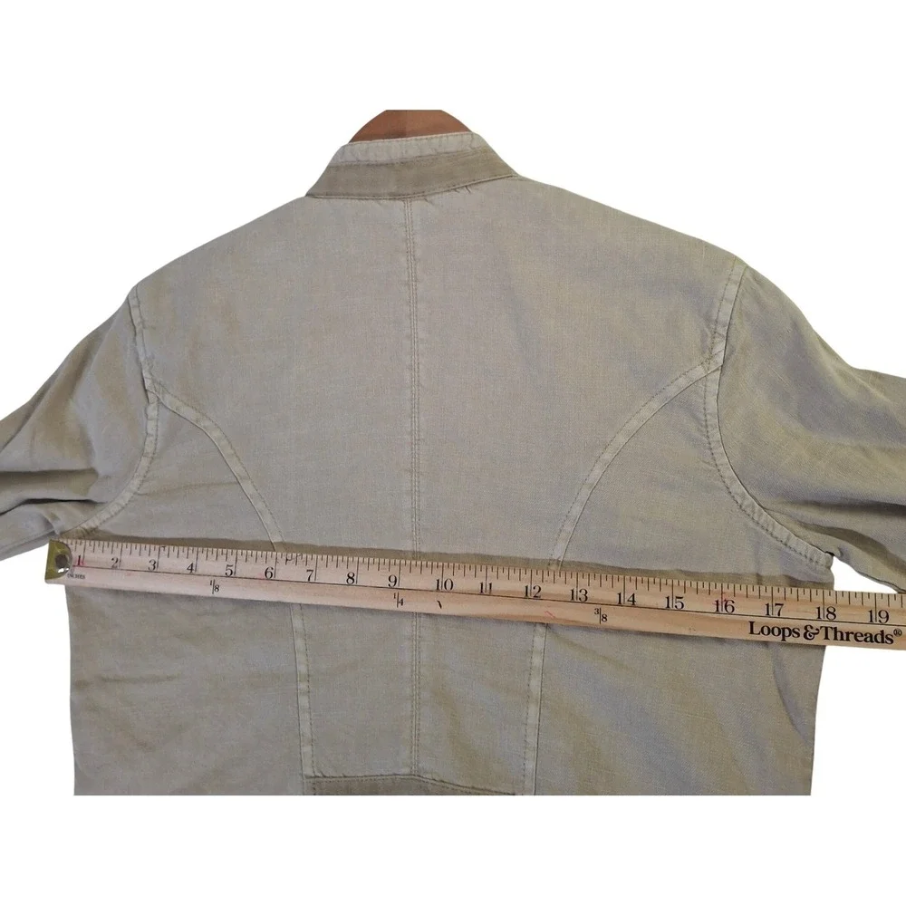 Sundance Womens Tan Linen Blend Ruffle Peplum Jacket PXS Petite Extra Small
